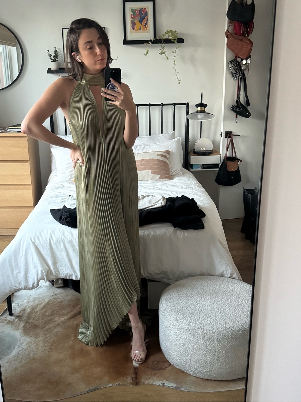 L’IDEE Pleated Sage Green Gown